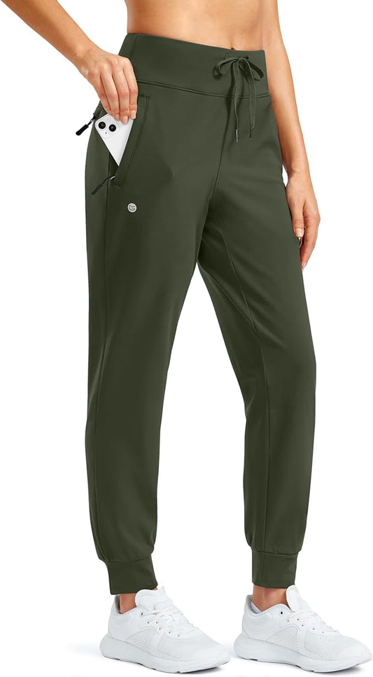 G Gradual Women's Fleece Lined Joggers Water Resistant Hiking Pants High Waisted Winter Thermal Sweatpants 3 Zipper Pockets