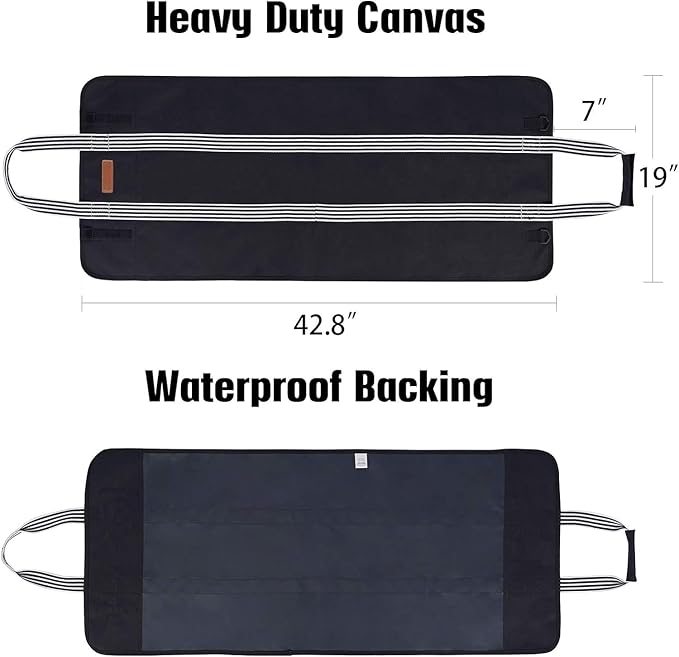 Indoor Heavy Firewood Log Carrier Tote, Oxford Canvas Fabric Foldable Wood Carrier Padded Handles, Outdoor Large Capacity Firewood Carrier Bag with Hook and Loop