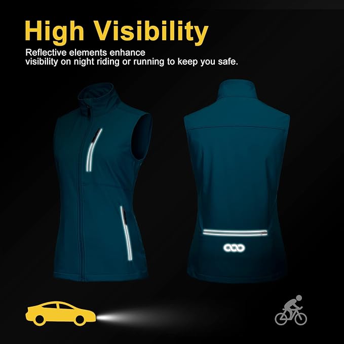33,000ft Women's Lightweight Running Vest Outerwear with Pockets, Windproof Sleeveless Jacket for Golf Hiking Travel