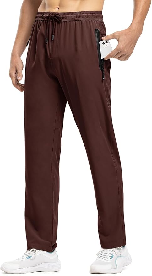 TBMPOY Men's Lightweight Hiking Travel Pants Breathable Athletic Fishing Active Joggers Zipper Pockets