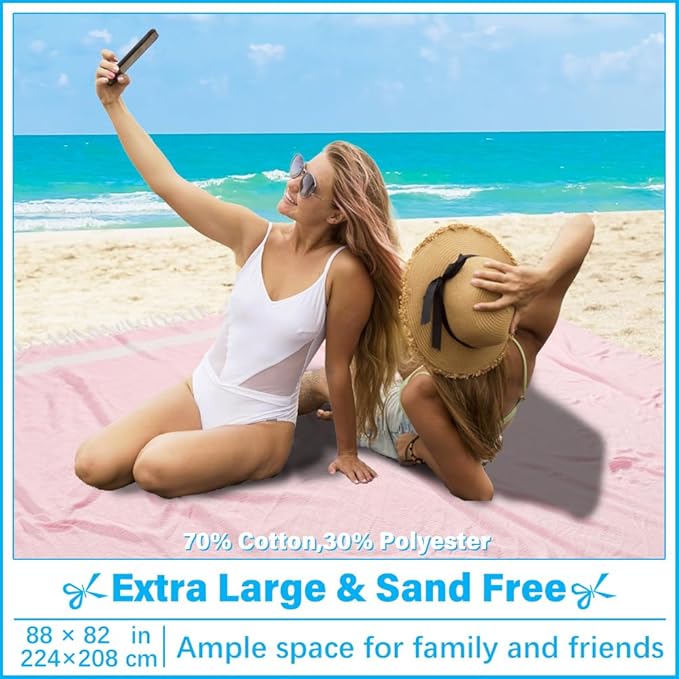 Oversized Turkish Beach Towel Blanket XXL Cotton Sandproof Towels Boho Woven Extra Large Big Sand Free Giant Throw Blankets Huge Quilt XL Picnic Camping Necessities Cloud for Adult Gifts
