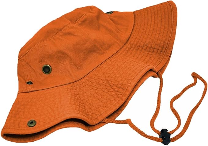 Glory Max Washed Cotton Bucket Hat with Chin Strap Fishing Sun Safari Boonie Cap