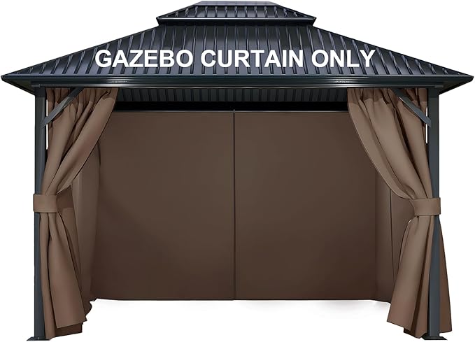 COWVIE 4-Panel 10' x 10' Gazebo Replacement Curtains, Patio Privacy Sidewalls with Double Zipper, Replacement for Outdoor Gazebo Canopy (Curtain Only)