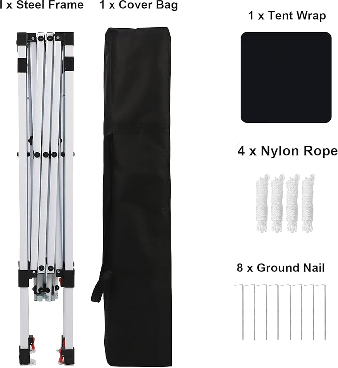 Northroad 8X8 FT Pop Up Canopy, Outdoor Instant Canopy Tent Slant Legs with Carrying Bag, Portable Gazebo Shelter for Wedding Party,Commercial Event,Patio,Garden,Beach -Black