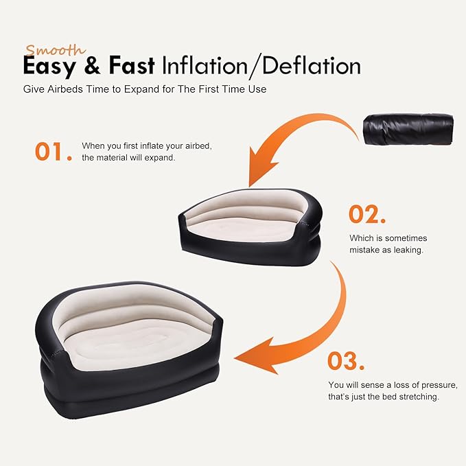 DIMAR GARDEN Inflatable Couch Outdoor Air Sofa,Blow Up Couches for Camping, Double Size