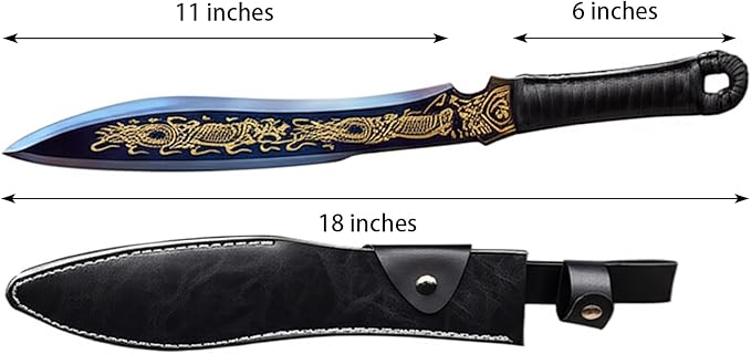 Kukri Fixed Blade Knife With Sheath, 12in Manganese steel Full Tang Heavy Duty Camping Knives for Bushcraft Survival Hunting