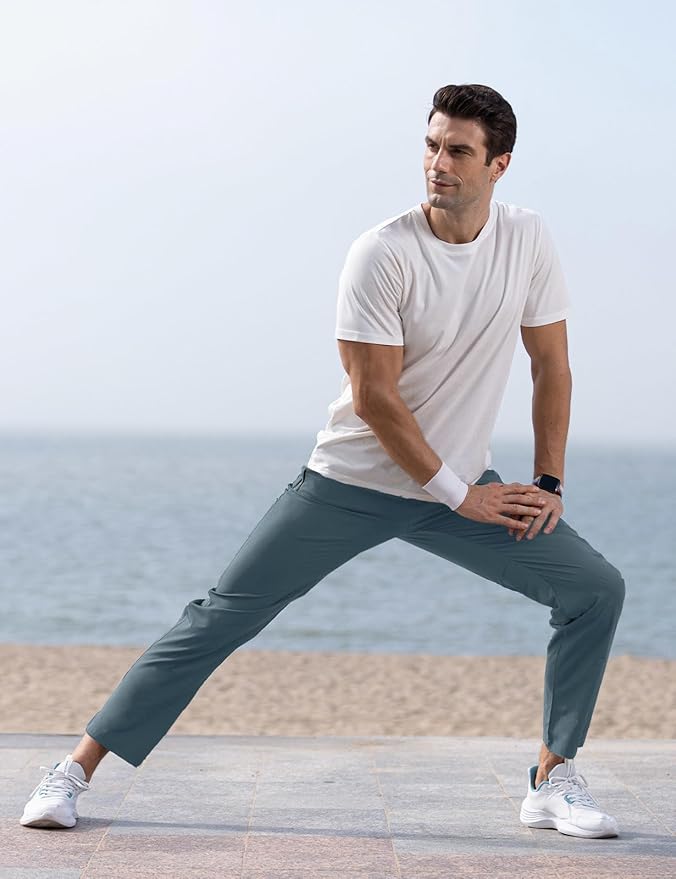 TBMPOY Men's Lightweight Hiking Travel Pants Breathable Athletic Fishing Active Joggers Zipper Pockets