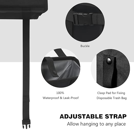 Homelove Car Trash Can, Leak-Proof Waterproof Trash Bin Collapsible Portable Auto Garbage Bag Large Capacity Trashcan Storage Bag Multipurpose Car Organizer Hanging (Black)