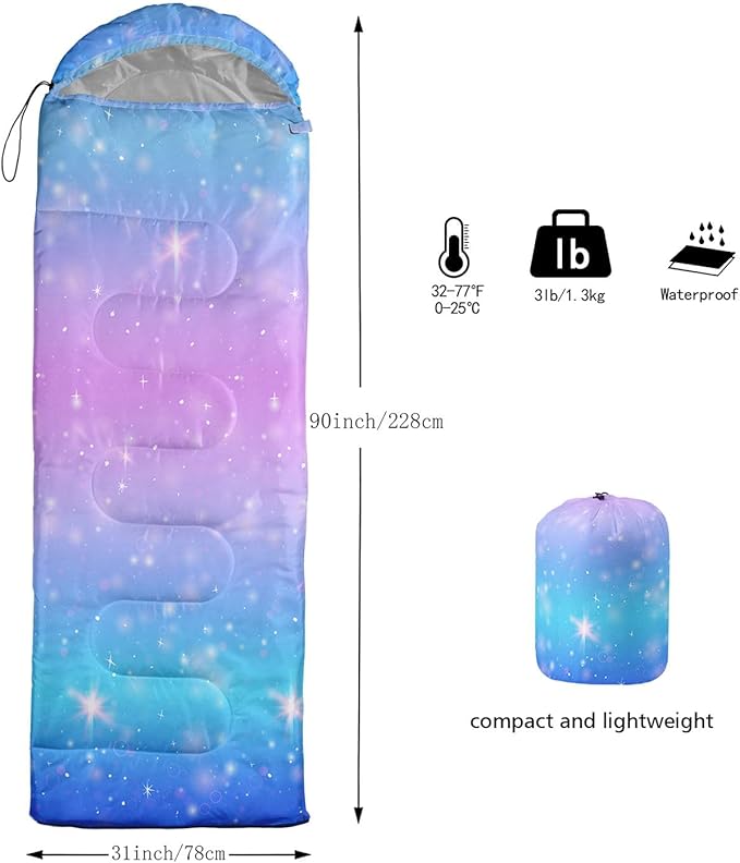 Kids Sleeping Bag for Boys Girls,Checkerboard Cat Print-Lightweight Warm Portable Outdoor Indoor-Waterproof Cold Weather Resistant Sleeping Bag for Camping Hiking