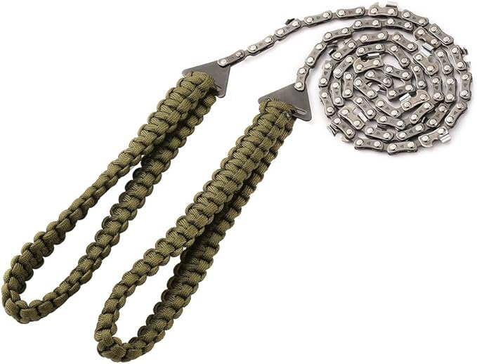 Pocket Chainsaw with Paracord Handle 24 Inches 11 Teeth Folding Chain Hand Saw Fast Wood & Tree Cutting Emergency Survival Gear Best for Camping Backpacking Hiking Hunting