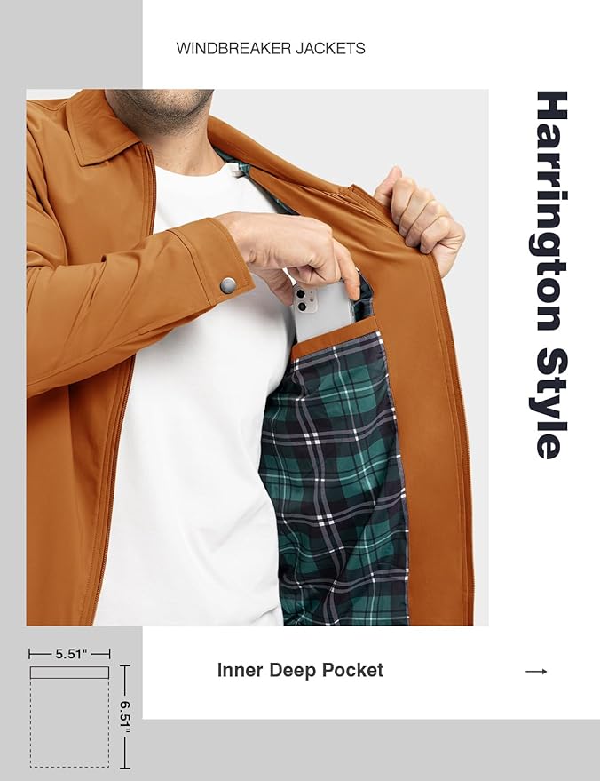 TBMPOY Men's Lightweight Jackets Casual Windbreaker Stylish Light Fall Spring Golf Work Dress Business