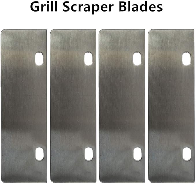 LRui Stainless Steel Grill Scraper 6" Replacement Blade Pack of 4 Heavy Duty Outdoor BBQ Grill Cleaning Tools & Accessories