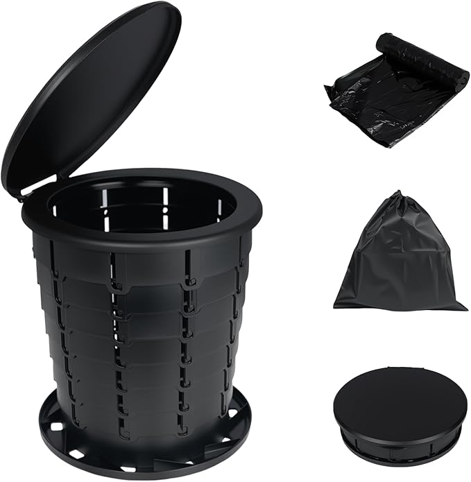 Camping Toilet Retractable Portable Toilet Portable Potty Foldable Toilet Adjustable Height for Camping, Hiking, Fishing, Travel & Car Use