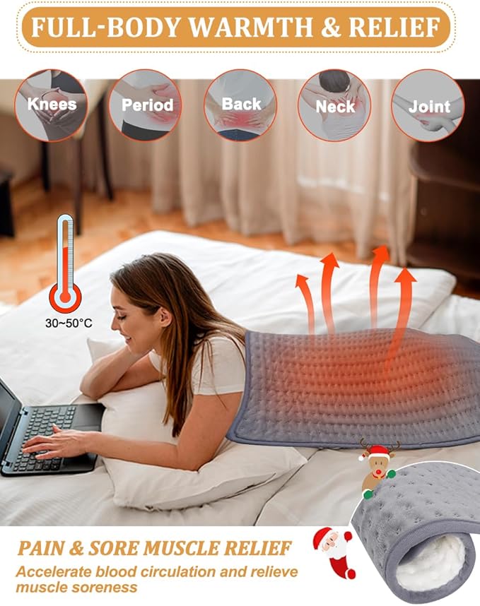 Large Heating Pad,20"x40" Extra Large Heating Pad for Back Pain Relief Electric Heating for Period Cramps Shoulders Knee Leg Pain Relief Moist/Dry Heat Auto Shut Off 10 Heat Setting Machine Washable