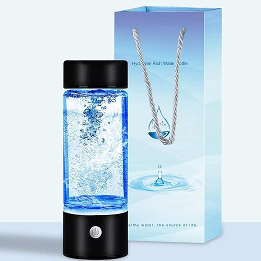 Hydrogen Water Bottle, Portable Hydrogen Water Ionizer Machine, Hydrogen Water Generator, Rechargeable Hydrogen Rich Water Glass Health Cup for Home Travel (Black)