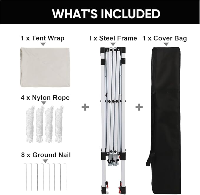 Northroad 8X8 FT Pop Up Canopy, Outdoor Instant Canopy Tent Slant Legs with Carrying Bag, Portable Gazebo Shelter for Wedding Party,Commercial Event,Patio,Garden,Beach -White