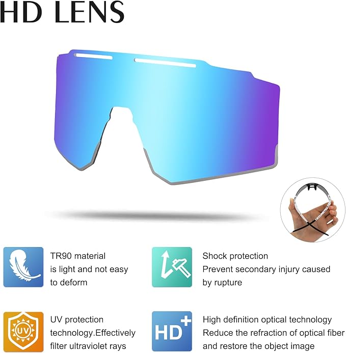 OULAIQI Cycling Sunglasses Polarized Sunglasses for Cycling Men Women with 1 Lens or 3 Interchangeable Lens Baseball Glasses