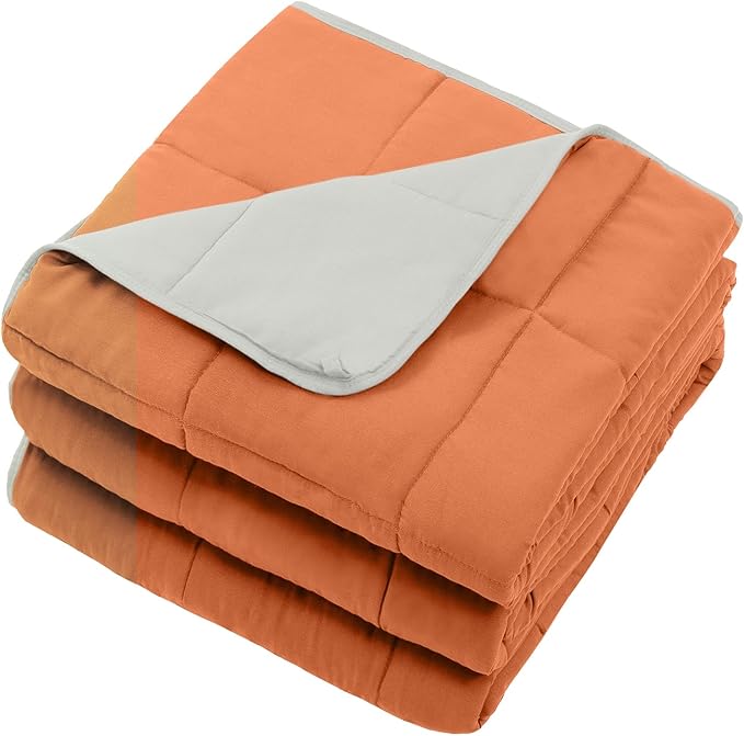 Weighted Blanket for Adults 20lbs, 48"x72" Twin Size Cooling Heavy Blanket for 130-220lbs with Premium Glass Beads, Soft Thick Big Blankets for All-Season Sleeping Comfort Breathable, Orange