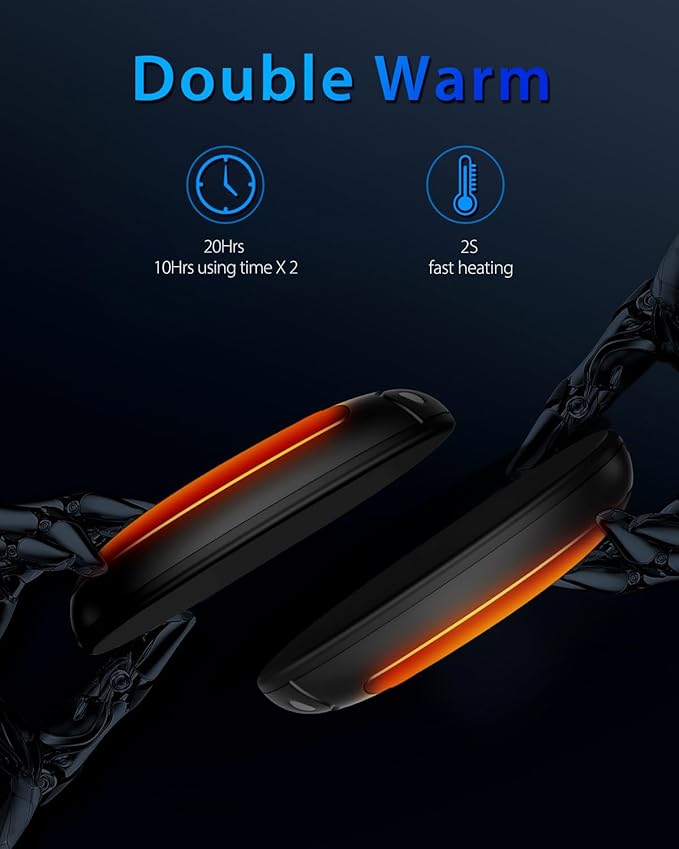 Hand Warmers Rechargeable, 2 Pack Portable Pocket Hand Warmers, 20Hrs Long Heating Double Warm Electric Handwarmers, Reusable Heater for Outdoors, Camping, Hunting, Golf, Fishing