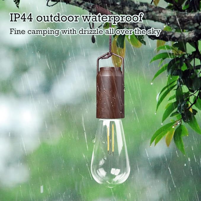 Small 2 Pack Rechargeable Warm Tent Hanging Light Bulb,Portable Outdoor Vintage LED Camping Light,Pendant Hurricane Emergency Lighting Lantern for Hiking Backpacking Fishing Outage Power