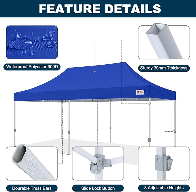MASTERCANOPY Pop Up Canopy Tent Commercial Grade 10x20 Instant Shelter (Blue)