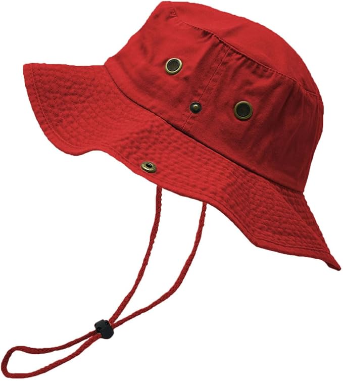Glory Max Washed Cotton Bucket Hat with Chin Strap Fishing Sun Safari Boonie Cap