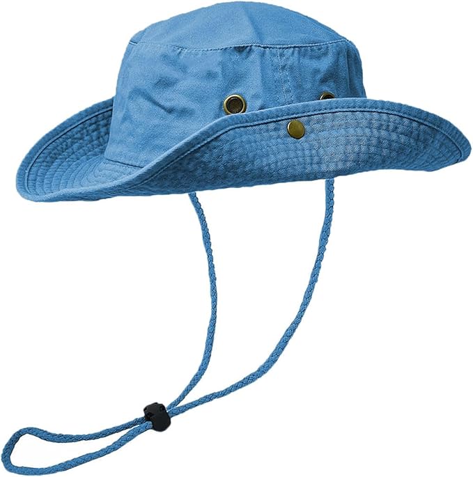 Glory Max Washed Cotton Bucket Hat with Chin Strap Fishing Sun Safari Boonie Cap