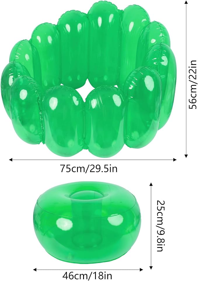 Jelly Inflatable Chair, The Jelly Collection, Portable Blow Up Couch, Inflatable Sofa Seat Furniture for Home Yard Patio Camping (Green)