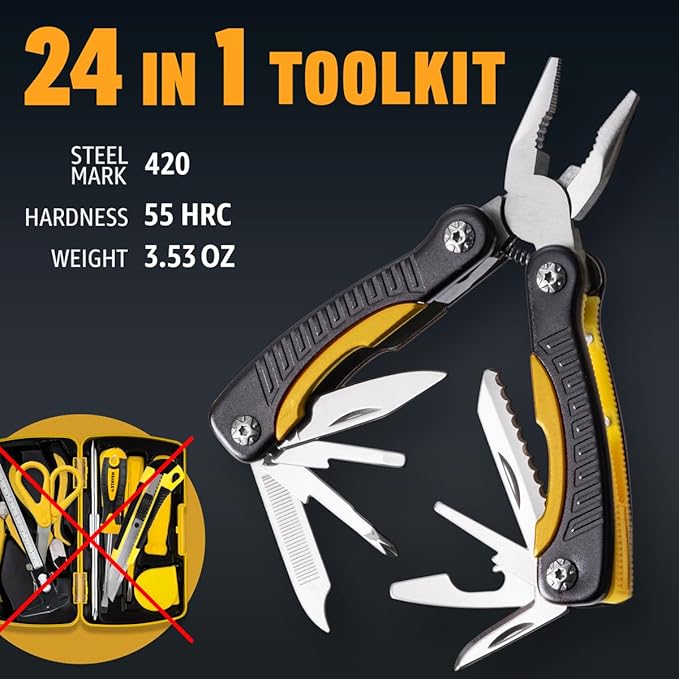 Mini Multitool Knife 12 in 1 Small Pocket Multi Tool with Knife and Pliers - Best Small Multi Purpose All in One Utility for Men & Women - Best Gear Accessory for EDC Work Camping Hiking 2229