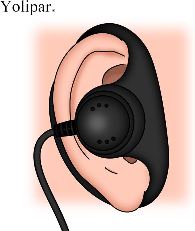 Earpiece Surveillance Kit Compatible with BaoFeng, BTECH, Kenwood Walkie Talkie with PTT Mic Headset Accessories (D-Shaped*2)
