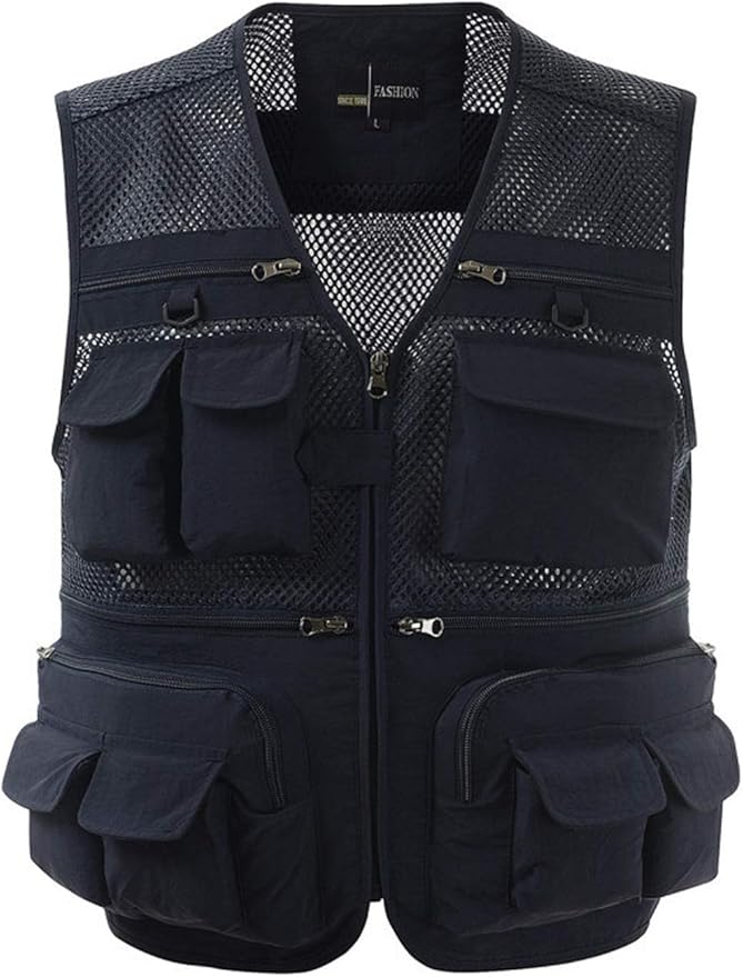 Lentta Men's Fishing Vest Summer Outdoor Lightweight Work Photo Vest 16 Pockets