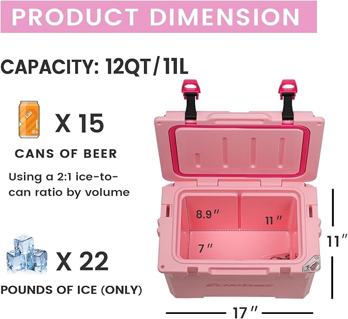 EchoSmile 12/18 Quart Rotomolded Cooler, Built to Stand up to The Rigors of The Journey