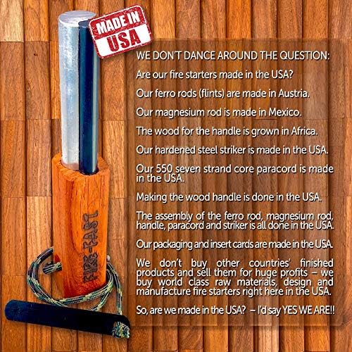 Fire-Fast Trekker. Best Emergency Waterproof Survival Fire Starter. Magnesium and Euro Fire Steel Ferro Rod. Compact Durable Tool for Bushcraft, Camping, Backpacking, Hiking, Hunting, or Bug Out Bag