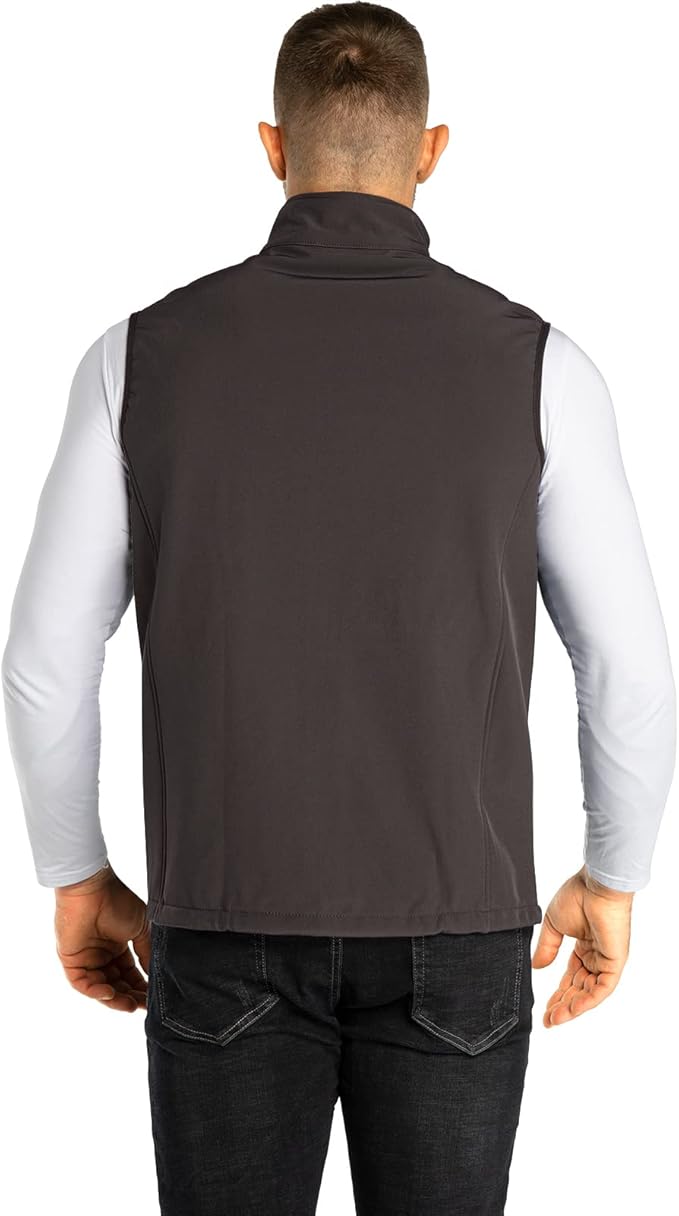 33,000ft Men's Lightweight Softshell Vest Outerwear Zip Up Fleece Lined Windproof Sleeveless Jacket for Golf Running Hiking