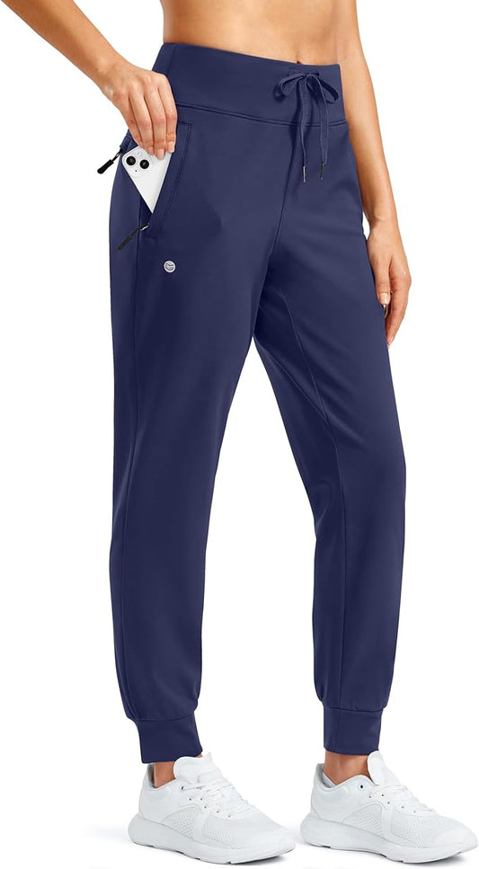 G Gradual Women's Fleece Lined Joggers Water Resistant Hiking Pants High Waisted Winter Thermal Sweatpants 3 Zipper Pockets