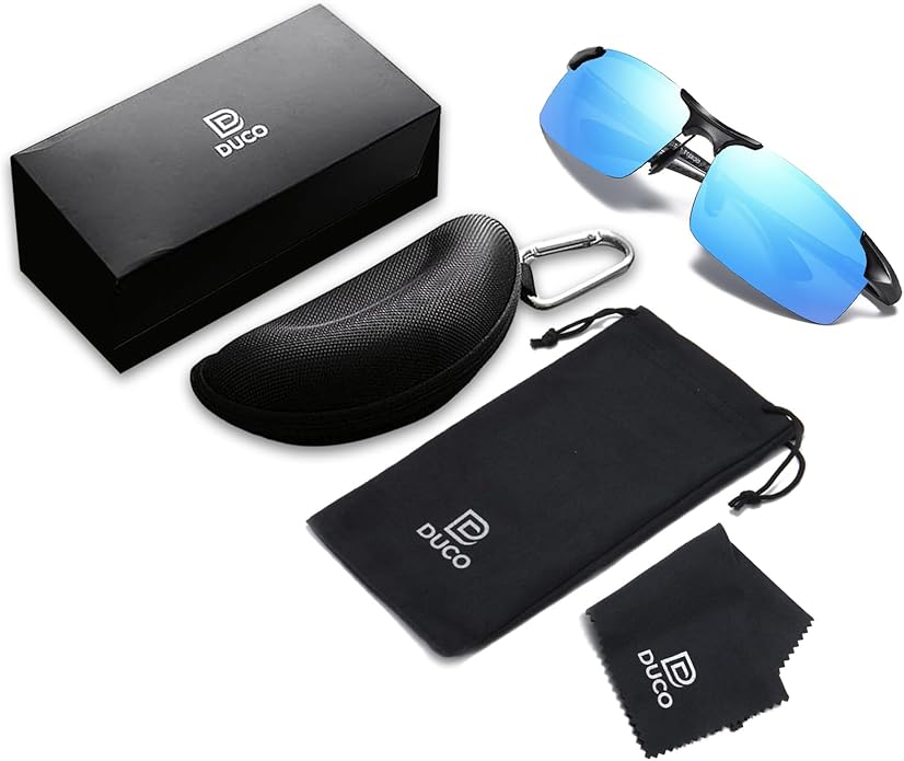 DUCO Mens Sunglasses Polarized Sports Fishing Running Driving Carbon Fiber Sunglasses for Men UV400 Protection DC8277