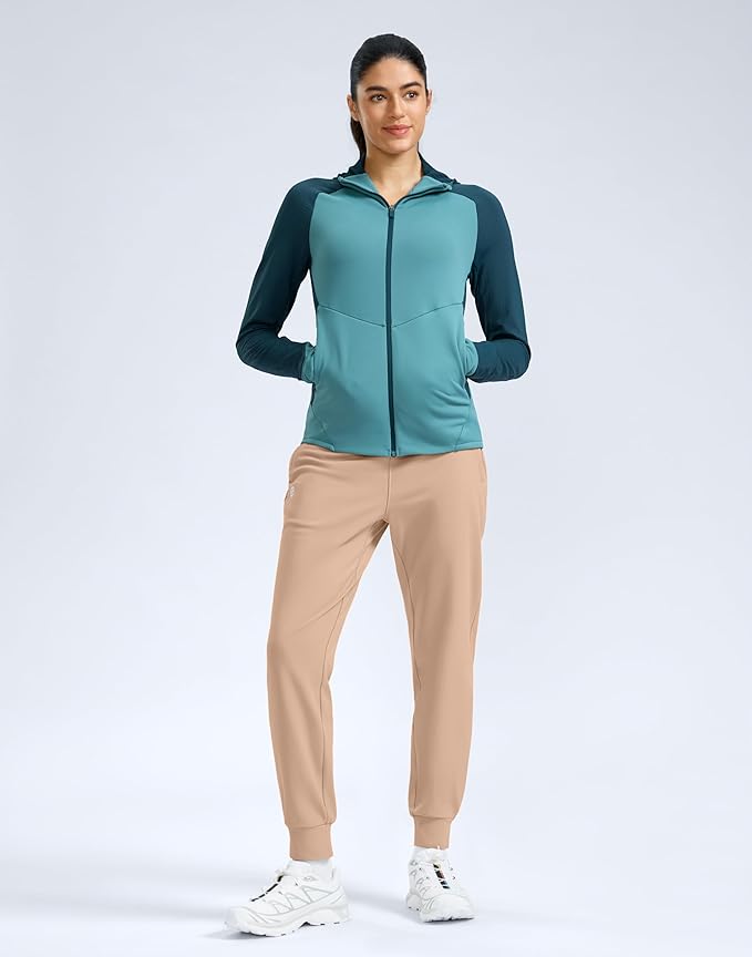 G Gradual Women's Fleece Lined Joggers Water Resistant Hiking Pants High Waisted Winter Thermal Sweatpants 3 Zipper Pockets