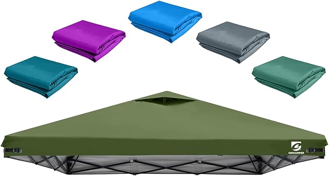 10x10 Pop Up Canopy Replacement Top Cover with Air Vent for Straight Leg Canopy Tent, Waterproof for Outdoor Garden Patio Camping Sun Shade(Top Only) (Olive Green, 1)