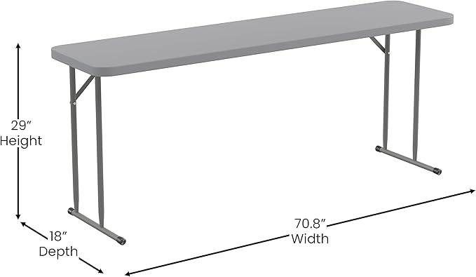 Flash Furniture Kathryn Commercial Grade 6-Foot Gray Plastic Folding Training Table