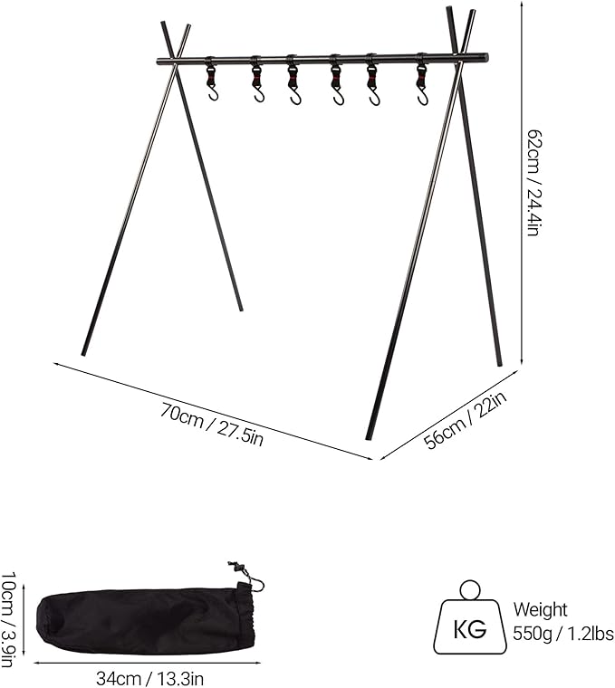 Lightweight Medium Folding Hanging Rack Travel Camping Shelf Triangle Rack Assembly Storage Picnic Rack (Medium)