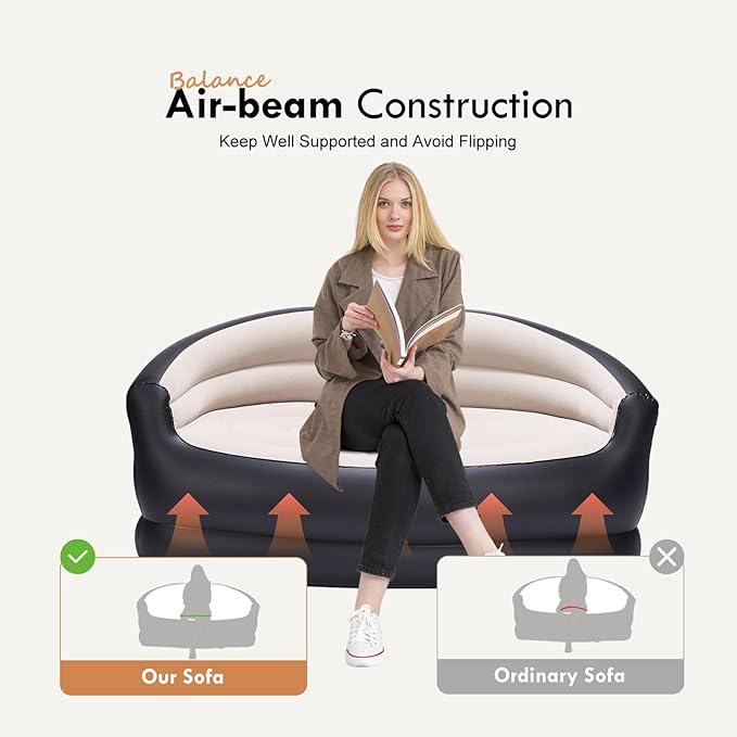 DIMAR GARDEN Inflatable Couch Outdoor Air Sofa,Blow Up Couches for Camping, Double Size