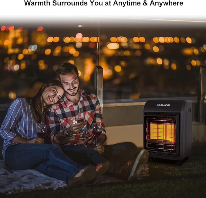 Gasland MHA18BN Propane Radiant heater, 18,000 BTU Warm Area up to 450 sq. ft, Portable LP Gas Heater for Garages, Workshops and Construction Sites, Ultra Quiet Propane Heater with LP Regulator Hose