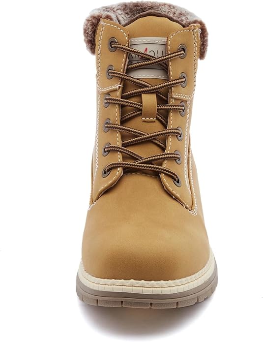 ANJOUFEMME Womens Hiking Snow Winter Boots - Waterproof Work Ankle Boots for Women Comfortable Warm Fur Boots for Backpacking Cycling