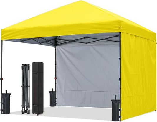 ABCCANOPY Pop up Canopy Tent with 2 Sidewalls for Outdoor Sun Blocking or Rain Protection,10x10, Yellow
