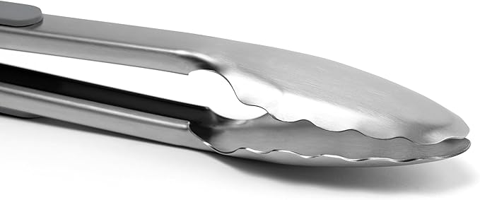 Misen Kitchen Tongs - Dishwasher Safe, Heavy Duty - Precision Stainless Steel Grilling Tool - Heat Resistant - Perfect for Serving and Air Frying - 13 Inch | Gray