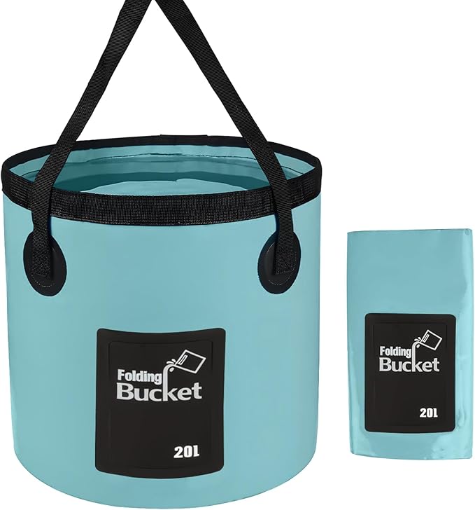 Portable Shower for Camping with 20L Foldable Bucket, 5 Pressure Levels Rechargeable Camping Shower Pump with Camping Light & Intelligent LED Display, 6000mAh Outdoor Shower for Hiking, Travel, Car