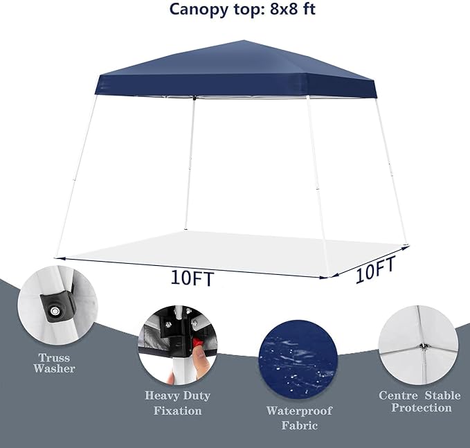GDY Outdoor 8x10 Ft Pop Up Canopy Tent,Portable Instant Folding Shelter Gazebos, Patio Canopy with Carrying Bag,Navy Blue.