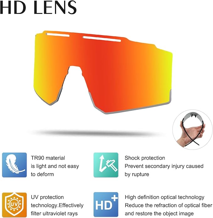 OULAIQI Cycling Sunglasses Polarized Sunglasses for Cycling Men Women with 1 Lens or 3 Interchangeable Lens Baseball Glasses