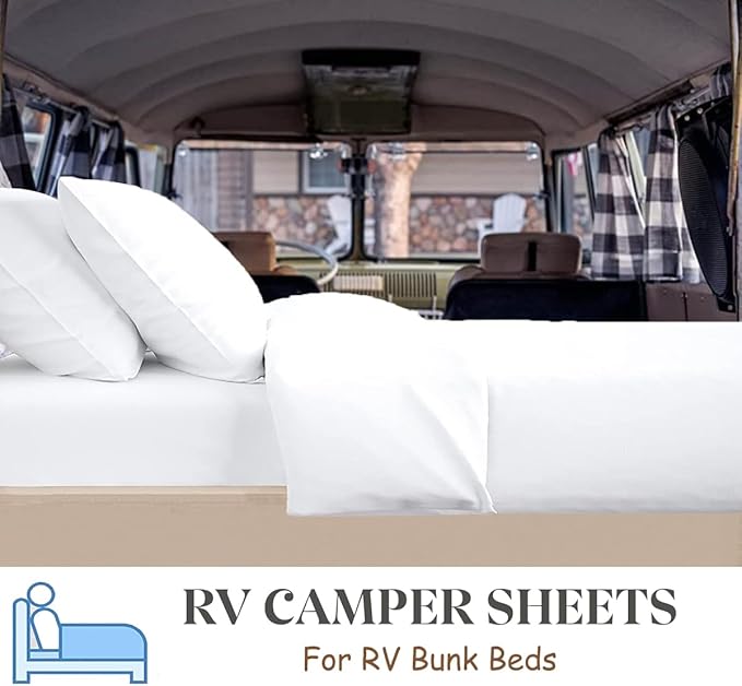 SKY BEDDINGS RV King Sheet Set 72 x 80-100% Egyptian Cotton, 600 Thread Count - 4 Piece RV Camper Bedding - Deep Pocket RV Sheets Fits Upto 16" Mattress - Soft & Breathable Camping Sheets - White