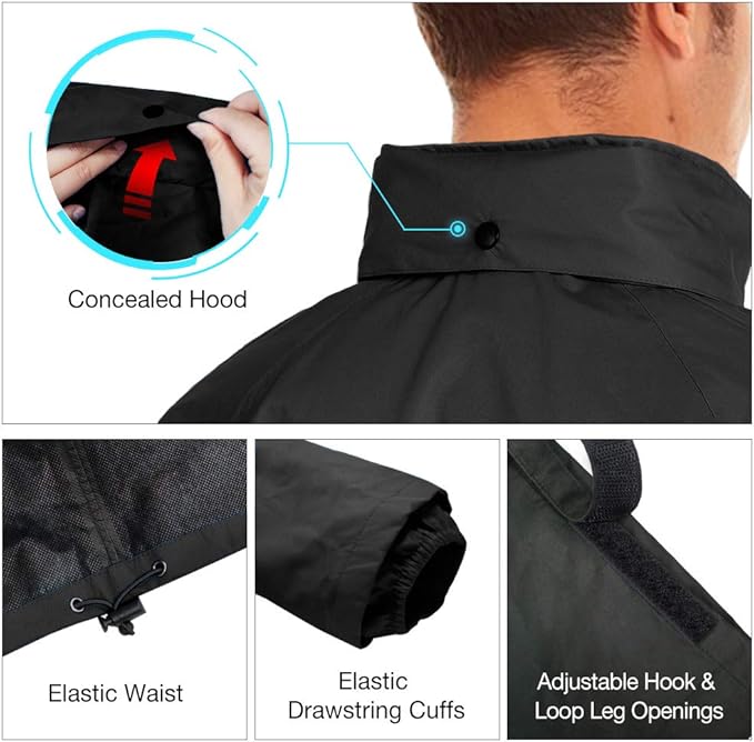 TIDEWE Rain Suit, Waterproof Breathable Lightweight 2 Pieces Rainwear